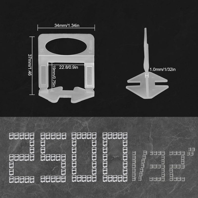 H-Fire Mid Tile Leveling System Clips 1/32" 2500 Pcs DIY Tiles Leveler Spacers Tile Leveling System for Professional Ceramic Tile and Stone Installation - Image 2